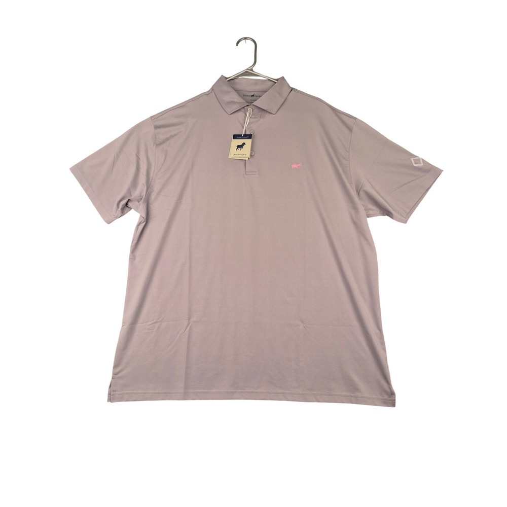 Horn Legend Mens Bamboo Charcoal Luxury Polo Shirt Grey Pink Hippo XL HL1028 NEW